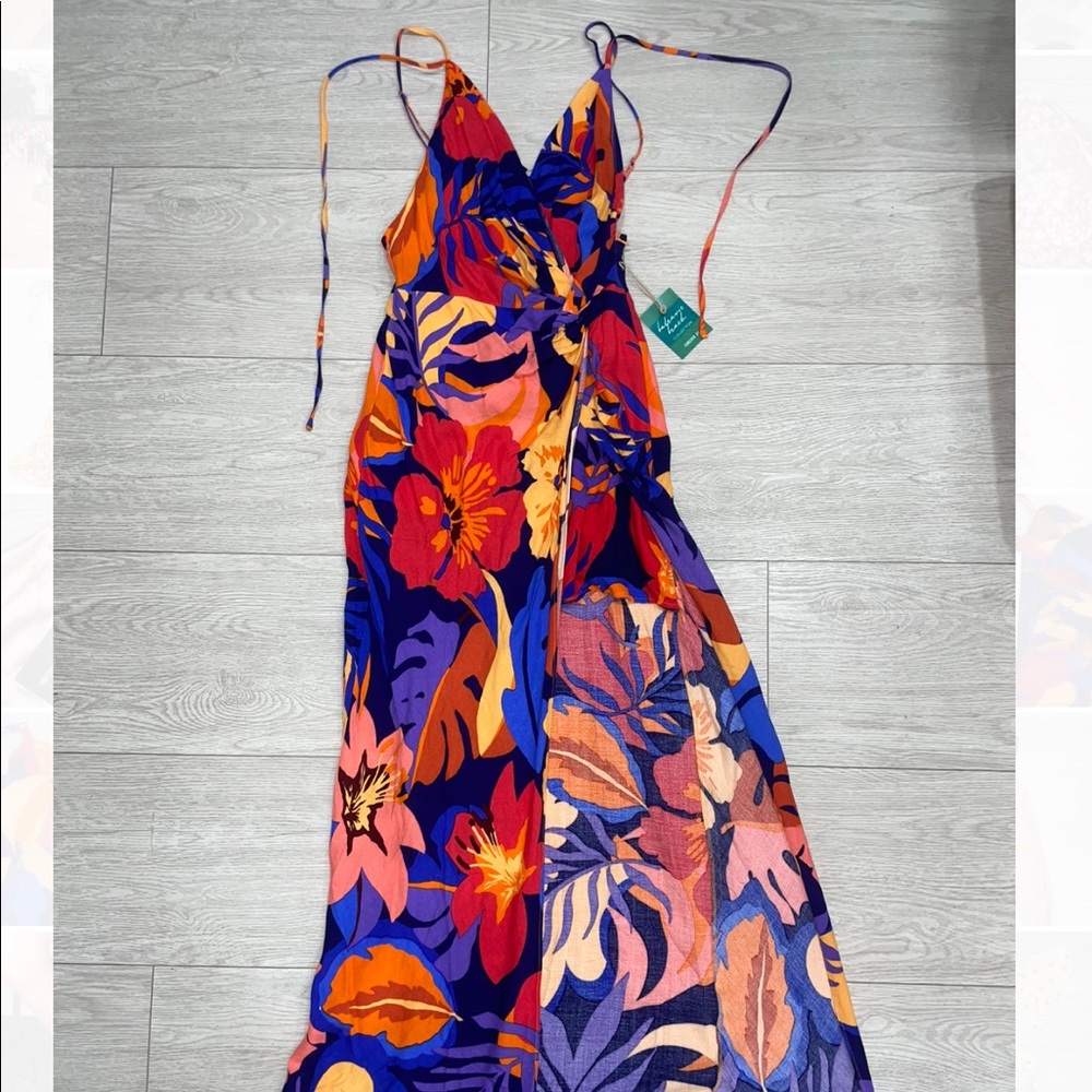 Floral open leg maxi dress